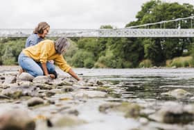 Connecting Threads artists in residence Rebecca Beinart and Savinder Bual by the Tweed in Melrose. (Pic: Pictorial Photography & Create Berwick)