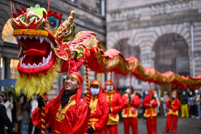 An enormous dragon puppet was part of the parade heralding the dawn of the Chinese New Year in Edinburgh.