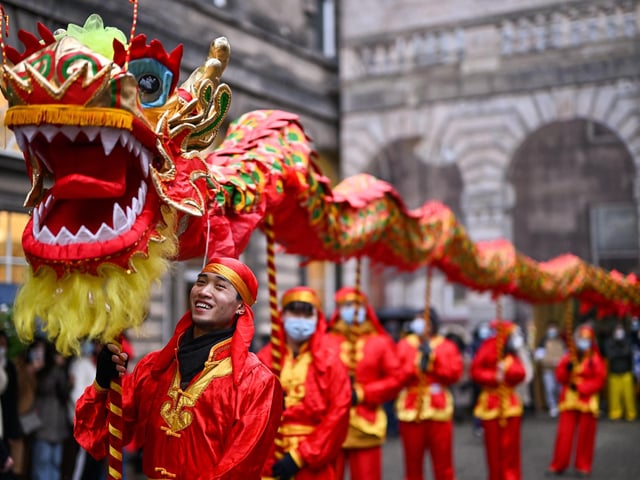 An enormous dragon puppet was part of the parade heralding the dawn of the Chinese New Year in Edinburgh.
