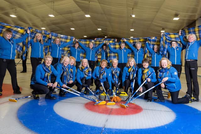 Borderers Judith Dixon, far right at the back, and Lucy Tile, next to her, are among a 20-strong curling squad touring Sweden in aid of the My Name'5 Doddie Foundation. With them are, back from left, Alay Milne, Karen Jack, Michele Hartley, Mhairi Baird, Senga Hair, Rona Craig, Anne Jackson, Terry Paterson and Janet Lynch, plus, at the front, Isla Kinnear, Pamela Kelly, Hazel Cameron, Alison Young, Merle Tough, Debbie Weir, Janice Sutherland, Pat McFarlane and Fiona Moffat (Pic: Story Shop)