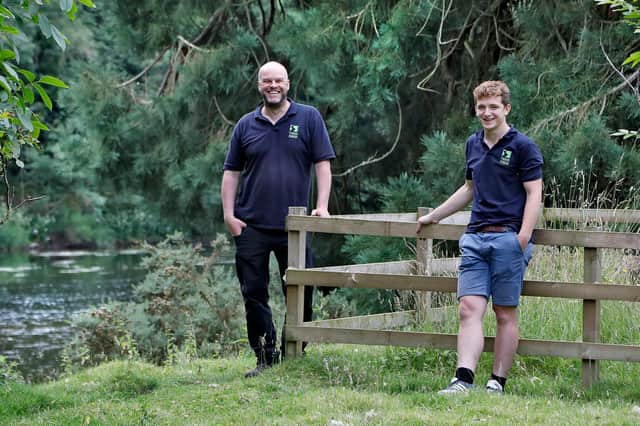 Pictured on the banks of the River Tweed are Russ Jobson and Hamish Robertson, who have joined Scottish Borders environmental charity, Tweed Forum to work on its conservation and riverbank planting initiatives. Photo: Paul Dodds.
