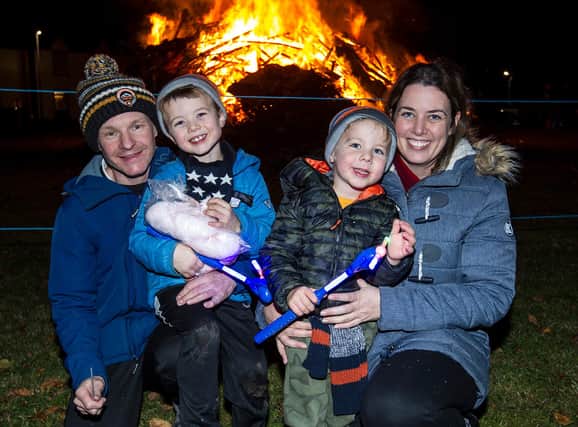 The Martin family enjoying the Ancrum bonfire. (Pic: BILL McBURNIE)