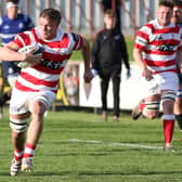 South of Scotland's Jae Linton on the attack against Edinburgh at Netherdale in Galashiels in rugby's first Scottish inter-district championship for 21 years (Photo: Brian Sutherland)