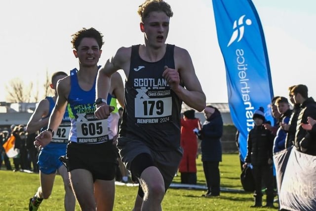 Thomas Hilton on the run at Saturday's Scottish inter-district cross-country championships at Renfrew
