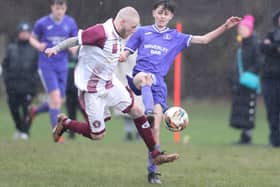 Jack Hay in action during Langlee Amateurs' 7-0 win at home to Hawick Waverley in the Border Amateur Football Association's A division on Saturday (Pic: Brian Sutherland)