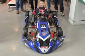 Callum Miller trying out his new go-kart at the Jim Clark Motorsport Museum in Duns (Photo: David Ferguson)