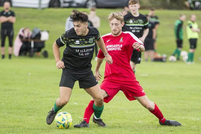 Moises Silveira on the ball for Hawick Legion against Coldstream Amateurs on Saturday (Pic: Bill McBurnie)