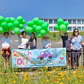 Duns Primary School pupils urged drivers to "switch off and breathe".
