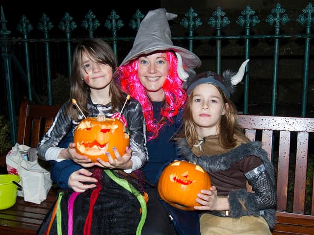 Beverley, Olive and Indigo Cornwell at Denholm for trick or treating. (Photo: BILL McBURNIE)