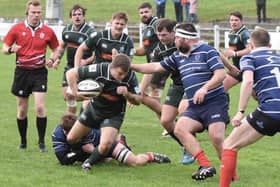 Hawick on the offensive during their 55-5 victory against Musselburgh at home at Mansfield Park on Saturday (Photo: Malcolm Grant)