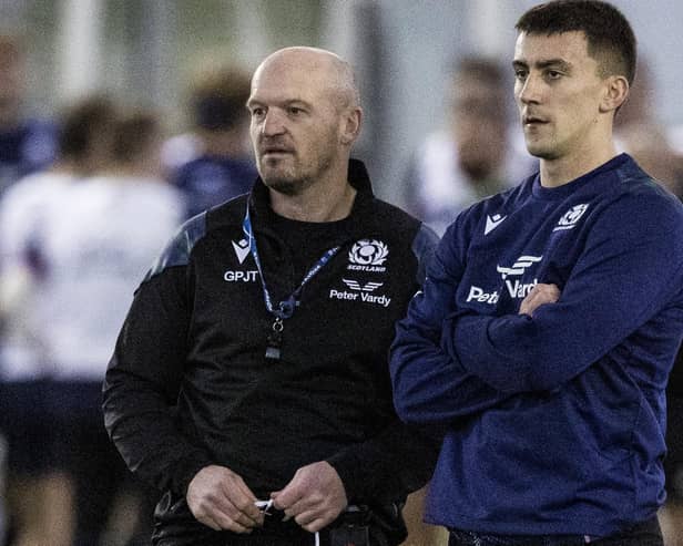 Head coach Gregor Townsend and Cameron Redpath during a Scotland rugby training session at Edinburgh's Oriam last week (Photo by Craig Williamson/SNS Group/SRU)