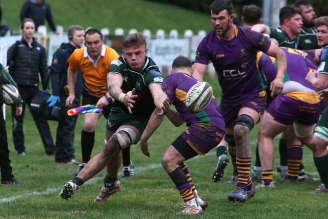 Hawick getting a pass away against Marr at the weekend (Pic: Steve Cox)