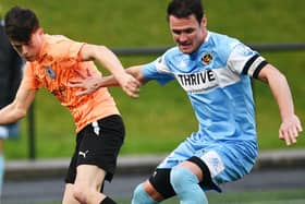 Berwick Rangers captain Jamie McCormack, seen here playing against former club Bo'ness United in December, has signed a new deal (Pic: Michael Gillen)