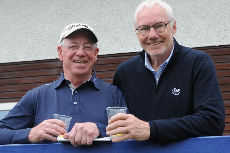 Borders rugby legends Roy Laidlaw, left, and John Rutherford at Saturday's Selkirk Sevens