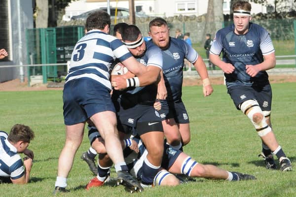 Jake Milburn on the ball during Selkirk's 26-13 loss at home to Heriot's Blues at Philiphaugh in October (Photo: Grant Kinghorn)