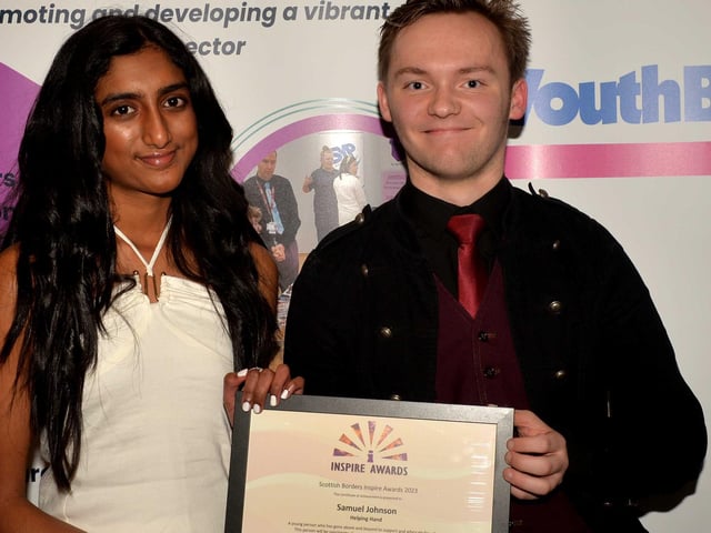 Helping Hand winner Samuel Johnson with Faith Daniel.