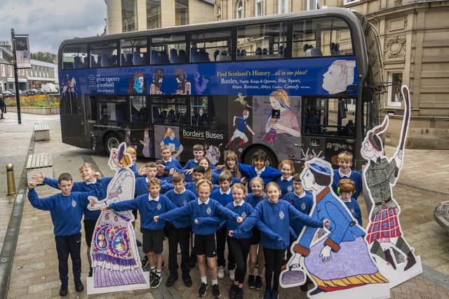 A new Great Tapestry of Scotland branded bus has been revealed by Borders Buses. Photo: Phil Wilkinson.