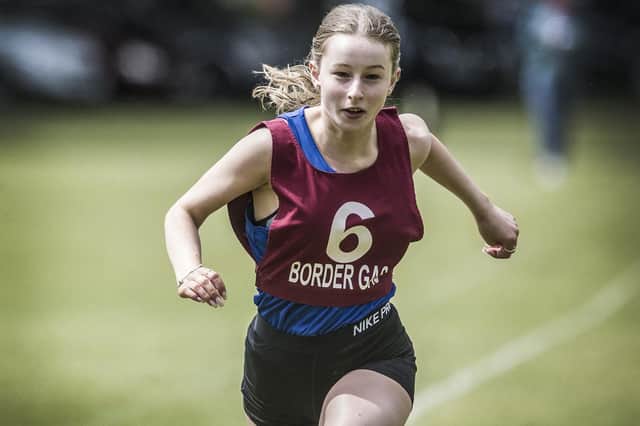 Jedburgh's Zoe Blair, seen here in action at Peebles Border Games last month, is among 14 Borderers contesting 2022's Edinburgh new year sprint (Photo: Bill McBurnie)