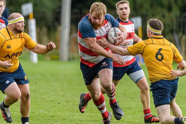 Peebles on the attack against Gordonians (Pic: Stephen Mathison)