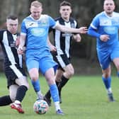 Earlston Rhymers, seen here losing 7-0 to South Ayrshire's Annbank United in the fifth round of this season's Scottish Amateur Cup at the weekend, are back in knockout action this coming Saturday, away to Chirnside United in the Border Cup's first round (Photo: Brian Sutherland)