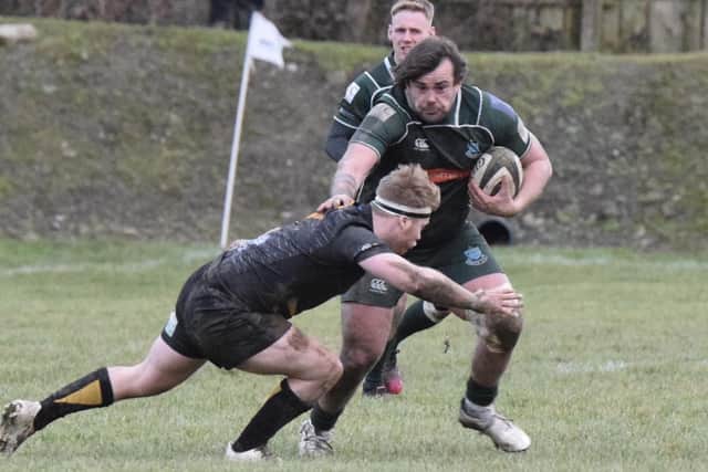 Hawn Muir in possession for Hawick versus Currie Chieftains at the weekend (Pic: Malcolm Grant)