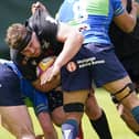 Southern Knights' Rudi Brown being stopped in his tracks by Boroughmuir Bears defenders at Meggetland Sports Complex in Edinburgh on Saturday (Photo by Simon Wootton/SNS Group/SRU)