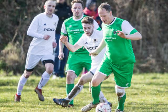 Newtown being beaten 5-3 at home by Chirnside United at the weekend in a Beveridge Cup first-round tie (Photo: Bill McBurnie)