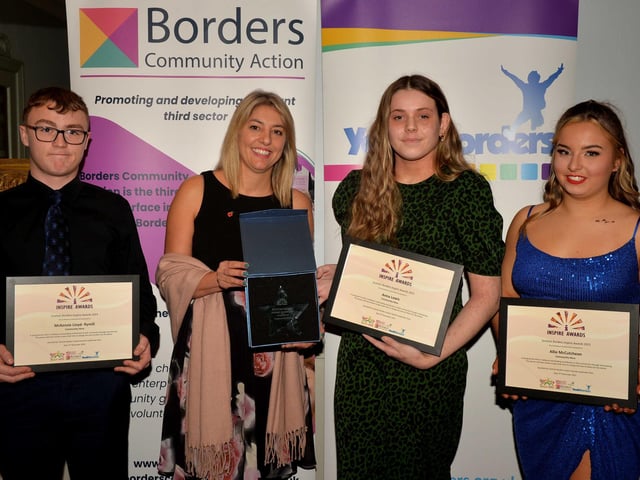 Community Hero runners-up presented by Julianna Amaral -  McKenzie Lloyd and Allie McCutcheon with winner Anne Lewis.