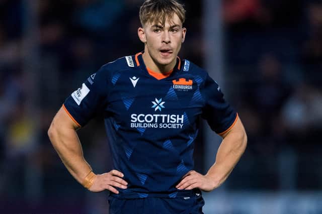 Finn Douglas in action for Edinburgh during a pre-season friendly versus London Scottish at the DAM Health Stadium in the capital in September 2022 (Photo by Ross Parker/SNS Group/SRU)