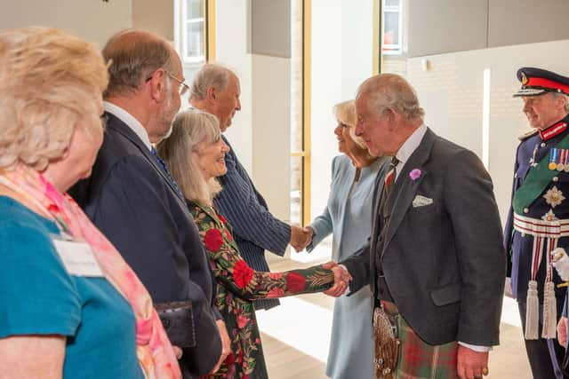 King Charles and Queen Camilla visit Galashiels today and tour The Great Tapestry of Scotland. Picture Phil Wilkinson.
