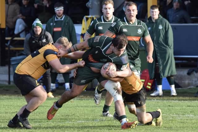 Shawn Muir on the charge for Hawick at Currie Chieftains (Photo: Hawick RFC)