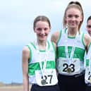 From left, gold medal-winning Gala Harriers Ava Richardson, Erin Gray and Kirsty Rankine at Saturday's youth road races at East Fortune racing circuit