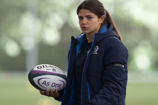 Lisa Thomson during a Scotland women's rugby team open training session at the Oriam in Edinburgh last month (Photo by Paul Devlin/SNS Group/SRU)