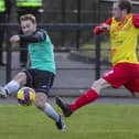 Captain Danny Galbraith on the ball during Gala Fairydean Rovers' 3-0 defeat away to Albion Rovers on Saturday (Pic: Thomas Brown)