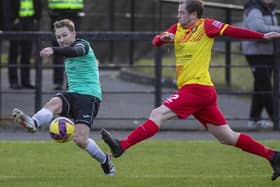 Captain Danny Galbraith on the ball during Gala Fairydean Rovers' 3-0 defeat away to Albion Rovers on Saturday (Pic: Thomas Brown)