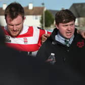 South of Scotland head coach Matty Douglas talking to his players during their 27-25 win against Glasgow and the West in rugby's national inter-district championship at Kelso's Poynder Park last month (Photo: Steve Cox)