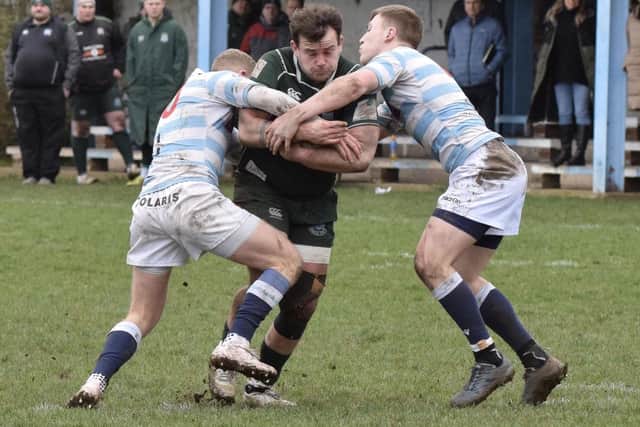 Hawick captain Shawn Muir being halted by Edinburgh's defence (Pic: Malcolm Grant)