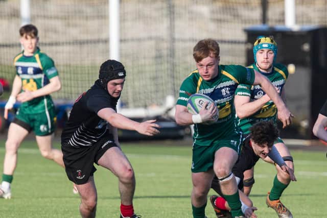 Ben Jardine on the charge for Hawick Youth against Kelso Harlequins