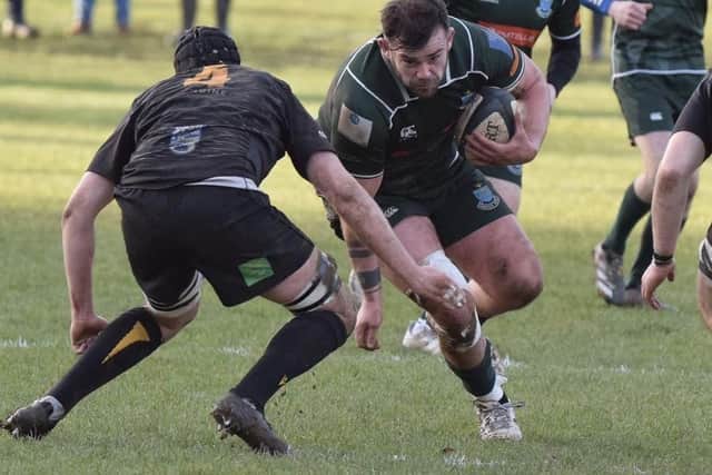 Captain Shawn Muir on the attack during Hawick's 24-24 draw at Currie Chieftains on Saturday (Photo: Malcolm Grant)