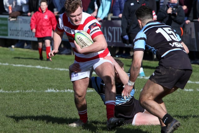 South of Scotland in possession during their 27-25 win against Glasgow and the West in rugby's national inter-district championship at Kelso's Poynder Park on Saturday (Photo: Steve Cox)