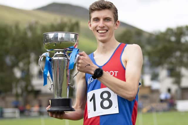 Moorfoot Runners' Jacob Adkin, winner of the 4.8km Lee Pen Hill Race at 2023's St Ronan's Border Games