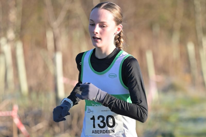 Gala Harrier Ava Richardson was eighth in the under-15 girls' 4.2km race at Saturday's east district cross-country championships at Aberdeen in 15:15