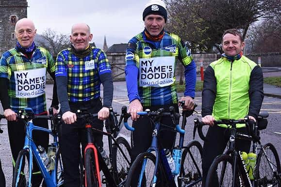 Fellow team members Gordon Hunter, Kevin Fairbairn, Graham Marshall and Kenny Pearce in Peebles (Photo: John Smail)
