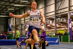 Louis Whyte winning Sunday's under-20 men's long jump at Grangemouth with a distance of 6.7m (Photo: Bobby Gavin)