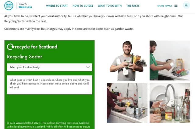 The recycling sorter can be found at https://wasteless.zerowastescotland.org.uk/recycling-sorter