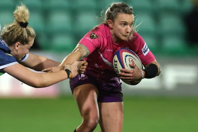 Chloe Rollie playing for Loughborough Lightning against Sale Sharks in February in Northampton (Photo by David Rogers/Getty Images)
