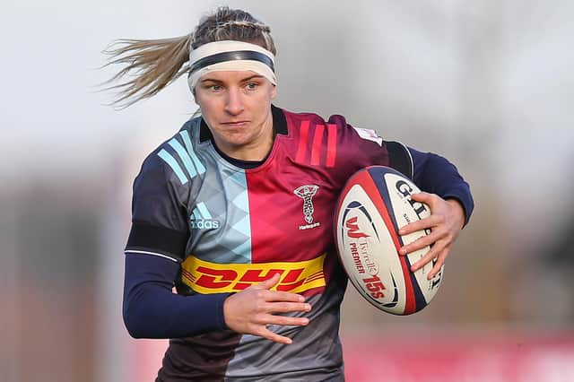 Jedburgh's Chloe Rollie playing for London's Harlequins Women in November 2019 (Photo by Steve Bardens/Getty Images for Harlequins)