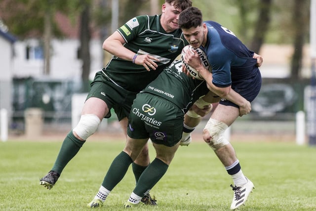 Ryan Cotty on the ball for Selkirk against Hawick at his home-town club's sevens
