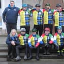 The Cycling Souters and their support team at Selkirk Town Hall this morning (Photo: Grant Kinghorn)