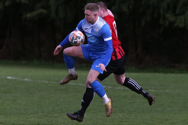 Duns Amateurs beating Earlston Rhymers 5-1 away on Saturday to reclaim top spot in the Border Amateur Football Association's A division (Photo: Steve Cox)